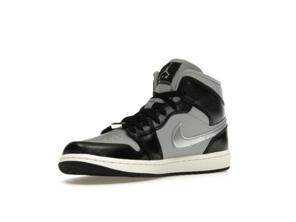 Jordan 1 Mid SE - Zapatillas negras metalizadas plateadas para mujer (FB9892-002)