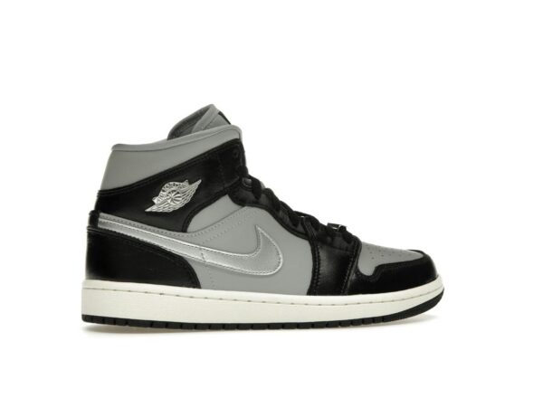 Jordan 1 Mid SE - Zapatillas negras metalizadas plateadas para mujer (FB9892-002)