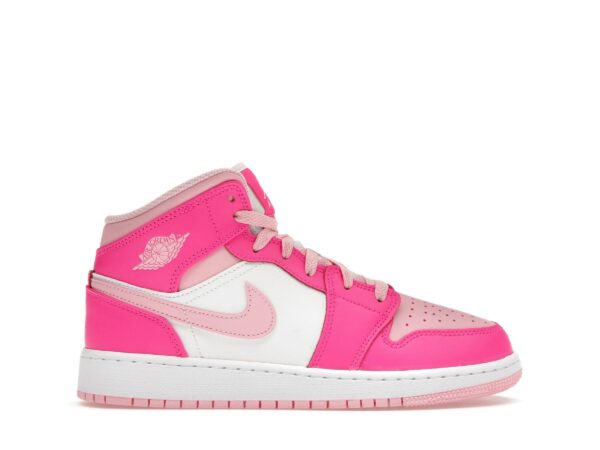 Jordan 1 Mid Fierce Pink GS - Zapatillas de piel blancas y rosas - FD8780-116