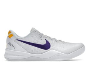 Zapatillas de baloncesto Nike Kobe 8 Protro Lakers Home – HF9550-100 para hombre, color blanco/morado/dorado universitario