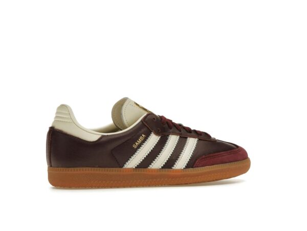 ID0477_35 S1 Zapatillas Adidas Samba OG de piel metalizada color granate y dorado para mujer