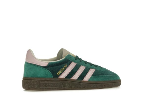 Zapatillas Adidas Handball Spezial de terciopelo verde y rosa para mujer JI2648
