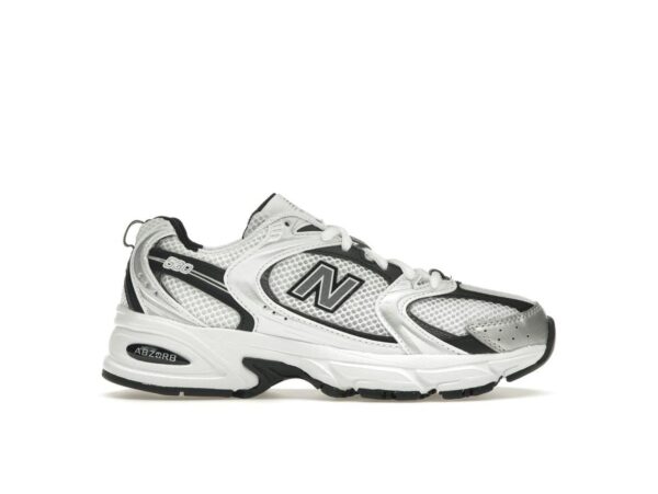 Zapatillas New Balance 530 blancas, plateadas y negras metalizadas MR530LB